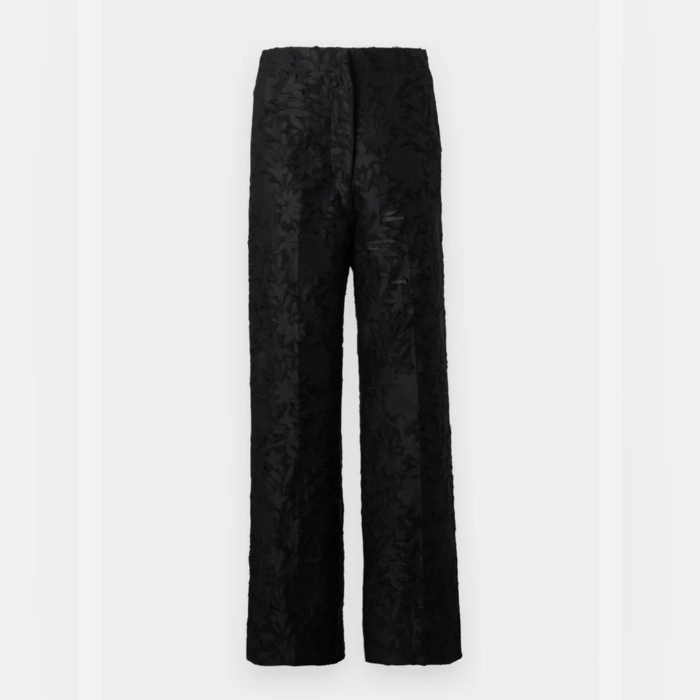 DAY black floral High Waisted Wide Leg Trousers Semi Sheer Structured Fit